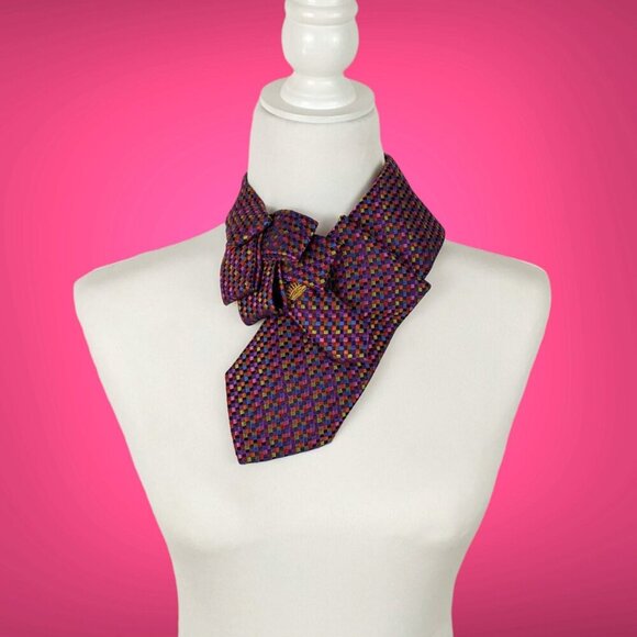 Multi Colored Ascot Tie - Women's Tie - Unique Scarf - Picture 1 of 7